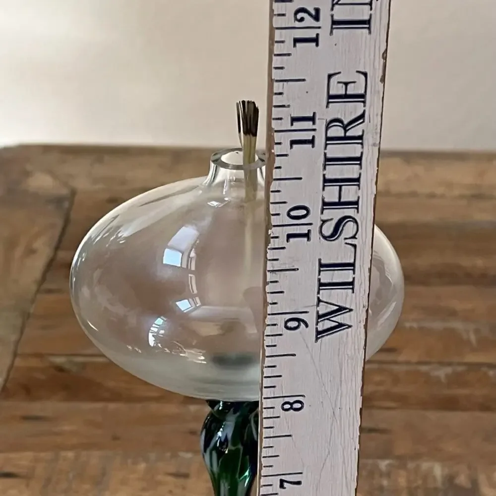Art Glass Oil Lamp With Wick 10.5